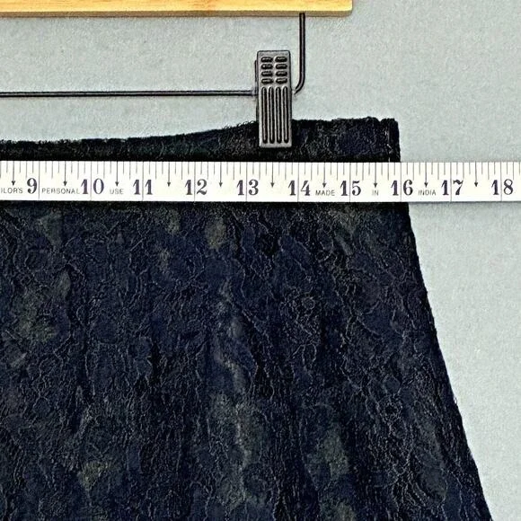 J‎ Crew Women Skirt 8 Blue Lace Black Lined A Line Mini Classic Dark Feminine - Picture 6 of 11